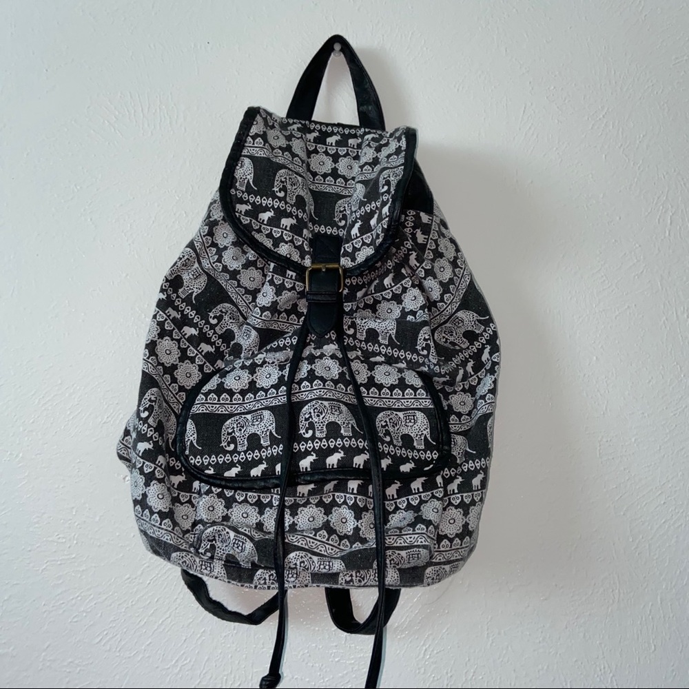 black and white elephant backpack